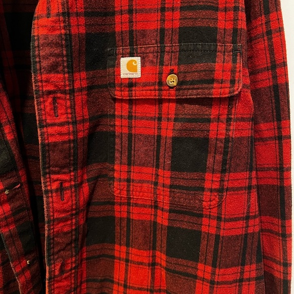 Carhartt Men’s Red & Black Flannel Button Down Shirt Original Fit Size XL - Picture 6 of 12
